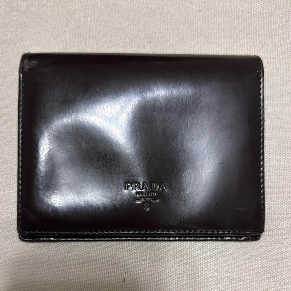 Authentic Prada Bifold Wallet – Dark Brown/Black